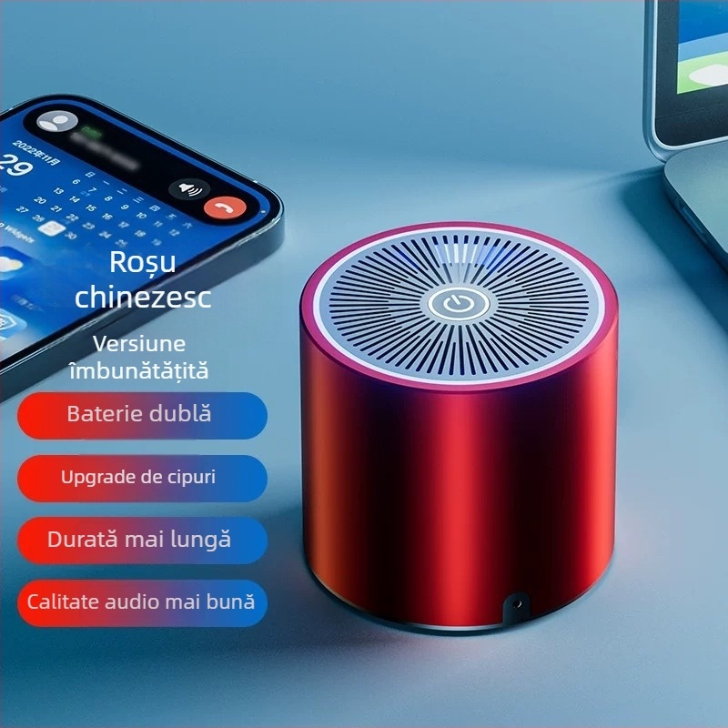 Boxă Bluetooth T5, difuzor mini compact cu slot USB pentru card, subwoofer wireless, Bluetooth 5.3, 60 Hz–15 kHz, SNR ≥95 dB, distanță de până la 10 m, baterie încorporată 2000–4000 mAh, putere nominală 5W