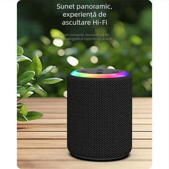 Boxă Bluetooth mică cu iluminare RGB, rezistență la apă IPX6, 5W putere, baterie încorporată 1200–2000mAh, Bluetooth 5.0