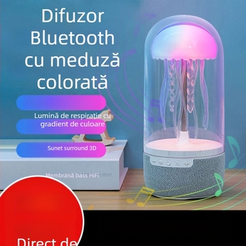 Difuzor Bluetooth cu lampă de birou încorporată și bază decorativă inspirată de meduză - Bluetooth 5.0, 5W, baterie litiu încorporată, SNR ≥85dB