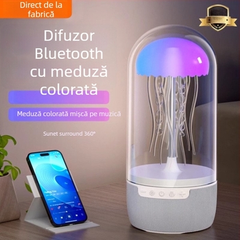 Difuzor Bluetooth cu lampă de birou încorporată și bază decorativă inspirată de meduză - Bluetooth 5.0, 5W, baterie litiu încorporată, SNR ≥85dB