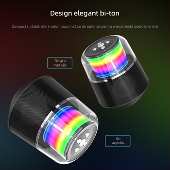 Boxă Bluetooth cu iluminare RGB, 5W, Bluetooth 5.0, 60Hz-15kHz, redare 8 ore, interfață USB