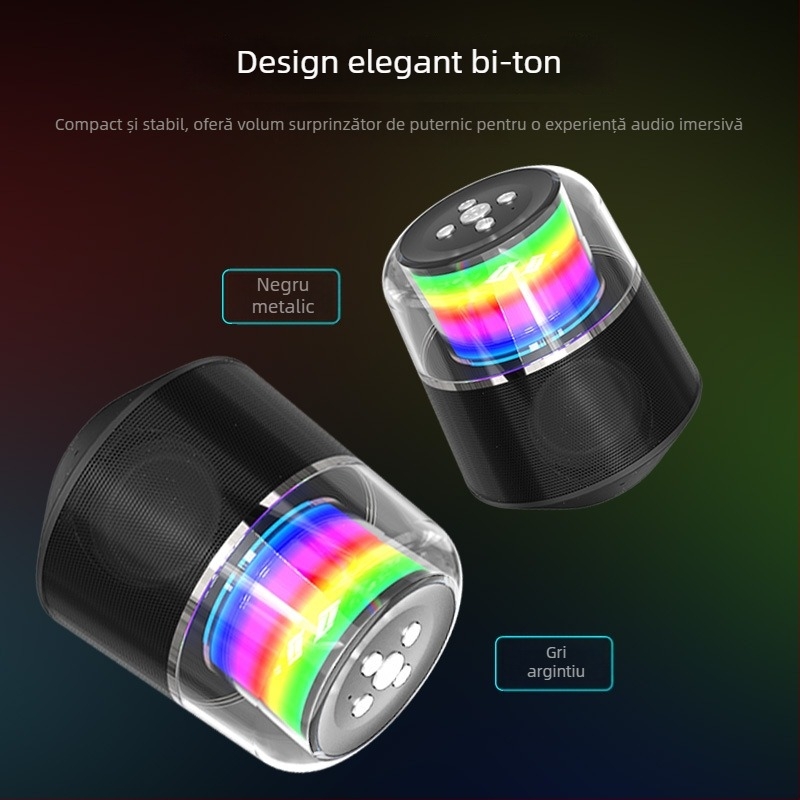 Boxă Bluetooth cu iluminare RGB, 5W, Bluetooth 5.0, 60Hz-15kHz, redare 8 ore, interfață USB