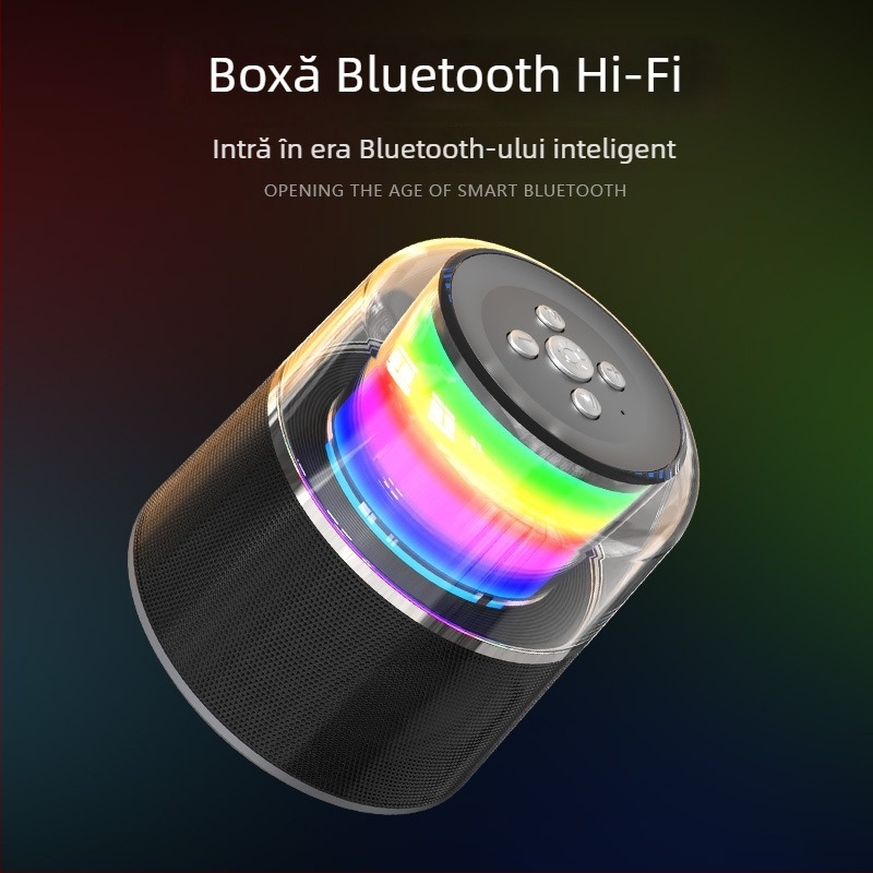 Boxă Bluetooth cu iluminare RGB, 5W, Bluetooth 5.0, 60Hz-15kHz, redare 8 ore, interfață USB