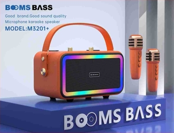 BOOMS BASS boxă Bluetooth wireless pentru karaoke, 20W putere totală (10W×2), Bluetooth 5.2, răspuns în frecvență 40 Hz–20 kHz, SNR ≥70 dB, baterie încorporată 2000–4000 mAh