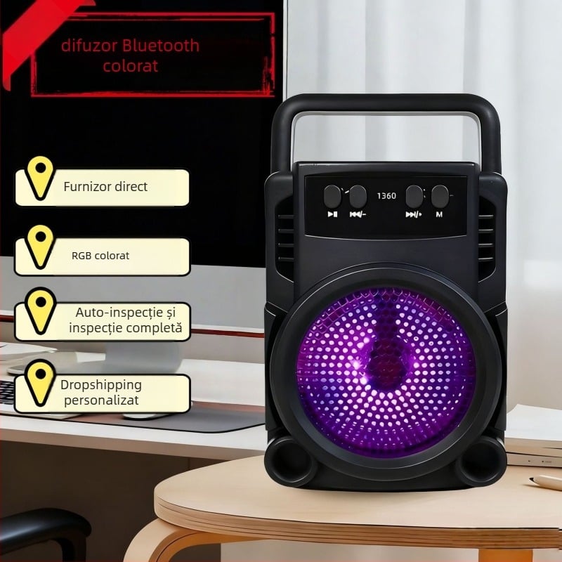 Boxă Bluetooth portabil (Bluetooth 5.3, 3 W putere, baterie încorporată 300–500 mAh, răspuns în frecvențe 100 Hz–20 kHz, rază de acțiune 10 m)