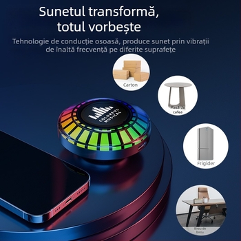 Difuzor Bluetooth cu conducție osoasă | Versiune Bluetooth 5.0 | Răspuns în frecvență 60 Hz–15 kHz | SNR ≥75 dB | Baterie încorporată 300–500 mAh | Putere nominală 5.4 W