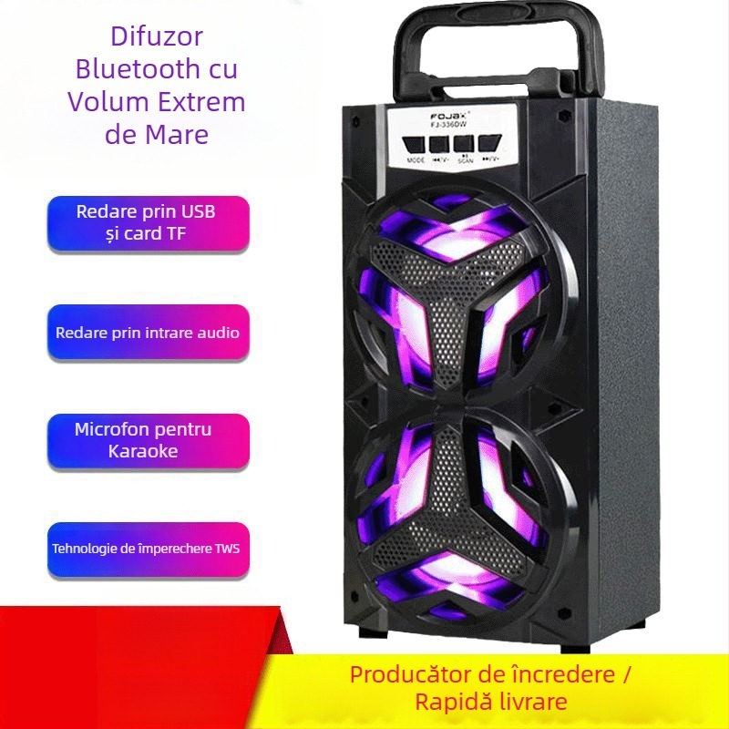 Difuzor Bluetooth pentru karaoke cu microfon – 5W, Bluetooth 5.3, 100Hz–20kHz, SNR ≥100 dB, baterie încorporată 800–1000 mAh