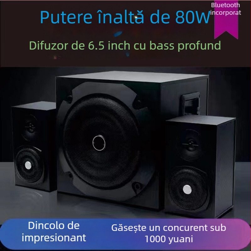 Sistem de difuzoare desktop cu subwoofer și Bluetooth pentru calculator și TV | Hendel | 220V | carcasă din lemn | SNR ≥70 dB | fără baterie încorporată