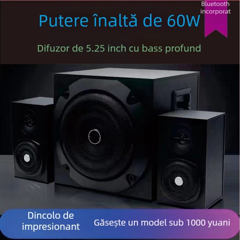 Sistem de difuzoare desktop cu subwoofer și Bluetooth pentru calculator și TV | Hendel | 220V | carcasă din lemn | SNR ≥70 dB | fără baterie încorporată