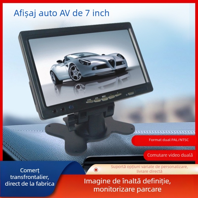 CAR7000 monitor LCD auto pentru parcare inversa cu LED, rezolutie 800x480, intrare RGB