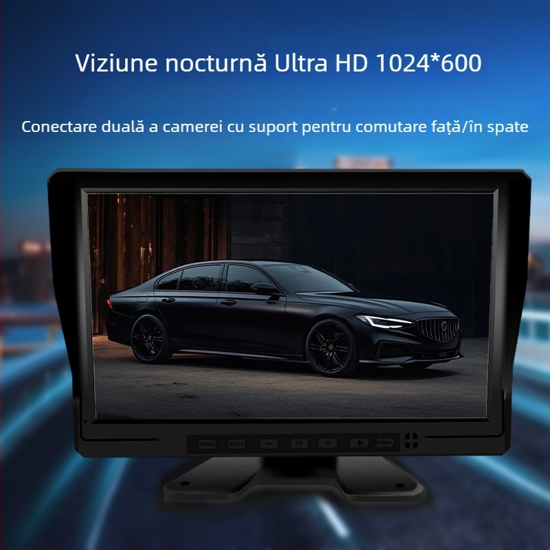 Display de recul pentru vehicule, IPS, 1024x600, intrare AHD, compatibil cu camioane și autobuze