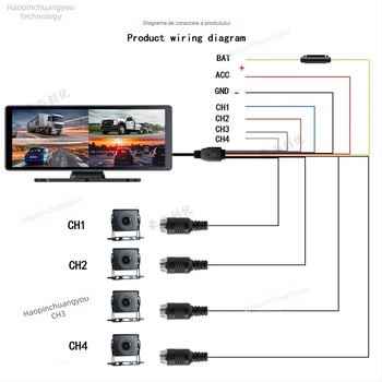 Camera auto all-in-one de 10,36 inch, cu monitorizare a unghiului mort pe patru canale și 1080p AHD