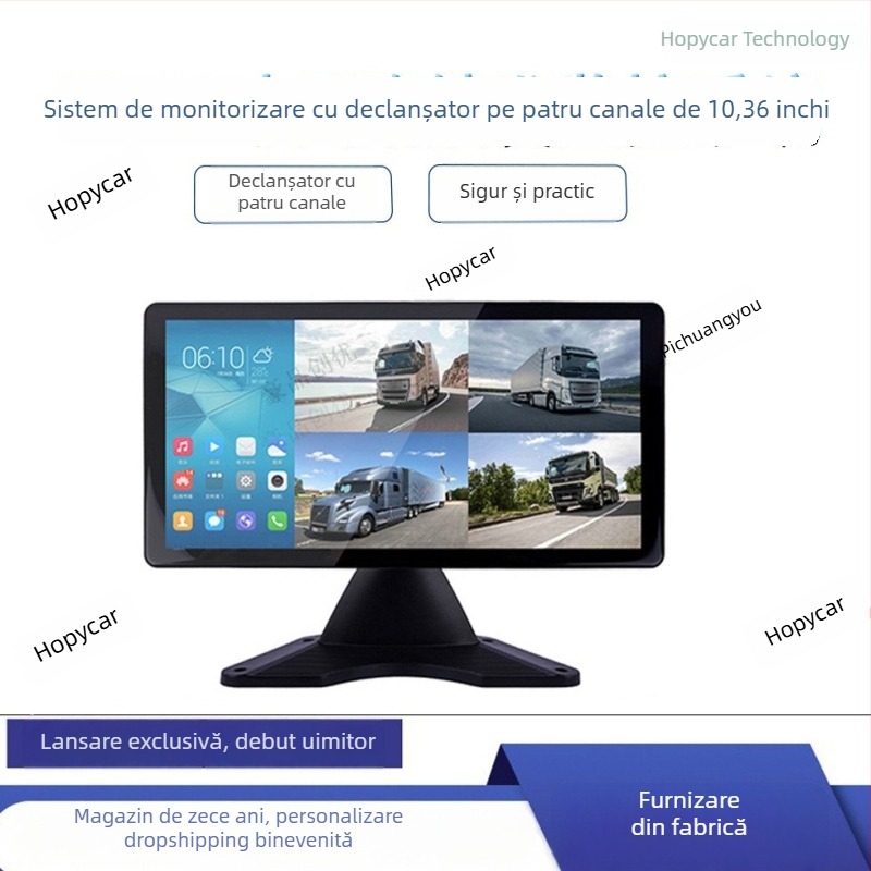 Camera auto all-in-one de 10,36 inch, cu monitorizare a unghiului mort pe patru canale și 1080p AHD