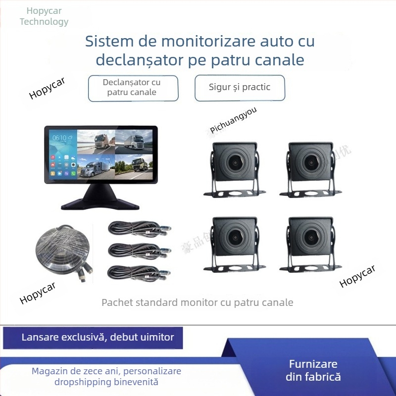 Camera auto all-in-one de 10,36 inch, cu monitorizare a unghiului mort pe patru canale și 1080p AHD