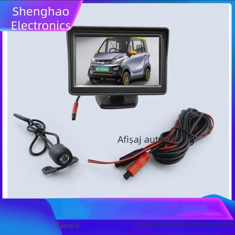 Monitor LCD auto SH2025 cu intrare AV, rezoluție 896x685, greutate 500 g, compatibil cu camera de mers înapoi