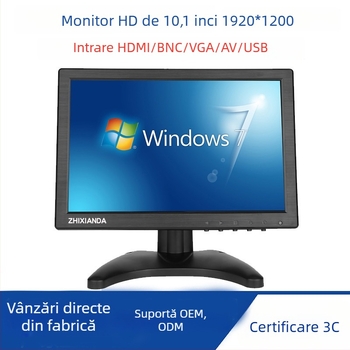 Monitor IPS de 10,1 inch cu HDMI, USB și VGA – afișaj industrial auto, iluminare LED