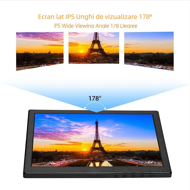 Monitor IPS de 10,1 inch cu HDMI, USB și VGA – afișaj industrial auto, iluminare LED
