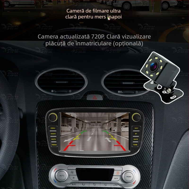 Tianken Ford Focus MP5 Display central cu GPS navigație CarPlay — ecran IPS, alimentare 12-14.4V, 60W x 4, compatibil cu Ford Focus