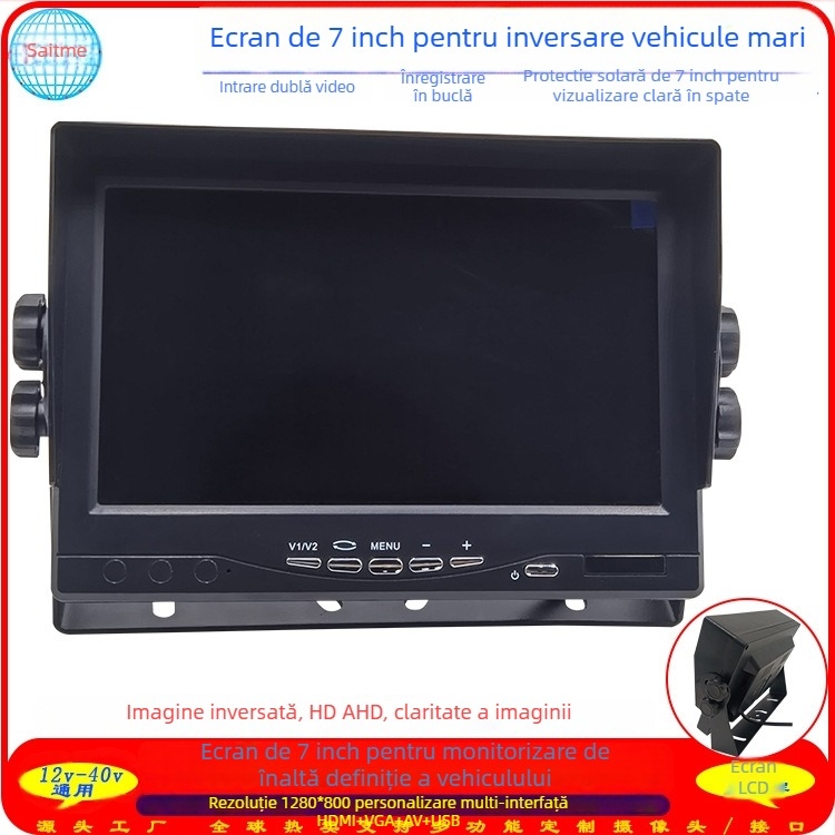 Display LCD auto STM-7910 – ecran digital original, 1080P, intrări AHD/IPC/AV/USB, pentru autobuze și camioane