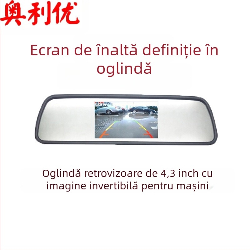 Display LCD pentru mașină Oliyo – monitor oglindă retrovizoare, intrare AV, rezoluție 480p