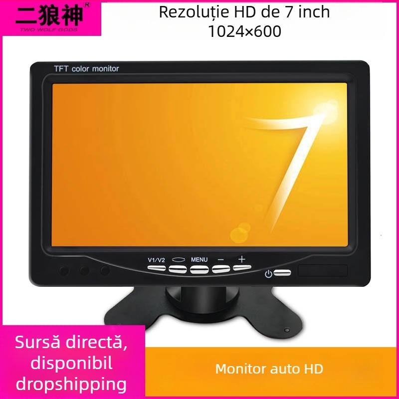 Monitor auto de 7 inch HD, LCD universal, imagine de mers înapoi