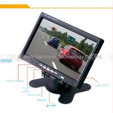Monitor LCD auto L0728A — Imagine inversă AHD, tensiune 12-30V, TFT LCD, 1024×600 RGB, intrare video