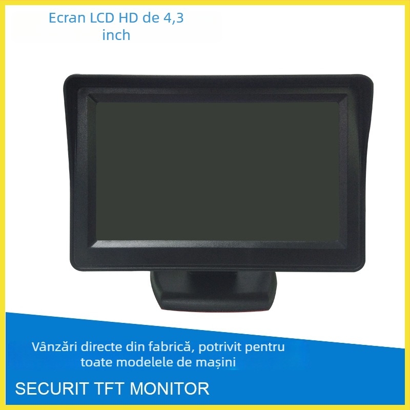 Monitor de retrovizoare auto, ecran TFT, rezoluție 480x272, două intrări AV, Compatibilitate universală