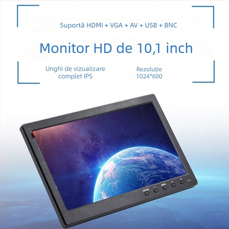 Monitor auto pentru calculator de bord Ywd-101 – ecran LCD, 1024x600, intrări HDMI, VGA și BNC