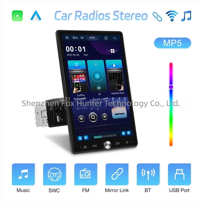 Navigație centrală universală pentru automobil, ecran vertical de 10,4 inchi, cu buton rotativ, CarPlay MP5 player