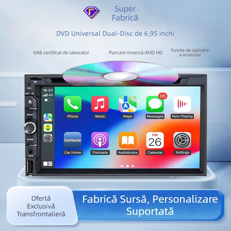 Sistem navigație auto OEM personalizat, 6,95 inch, player multimedia cu DVD și Bluetooth hands-free pentru Nissan