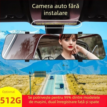 Cameră de bord auto cu lentile frontale și posterioare duale, înregistrare looping de 360°, vedere de noapte, 1080P video, memorie 2GB