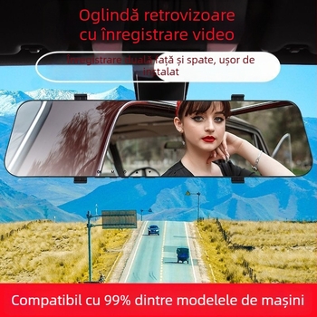 Cameră de bord auto cu lentile frontale și posterioare duale, înregistrare looping de 360°, vedere de noapte, 1080P video, memorie 2GB