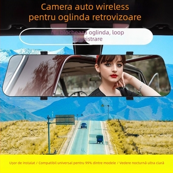 Cameră de bord auto cu lentile frontale și posterioare duale, înregistrare looping de 360°, vedere de noapte, 1080P video, memorie 2GB