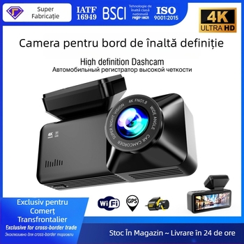 Cameră auto frontală și spate 4K cu înregistrare duală (2160P), vedere de noapte, 5G WiFi, unghi de 170°