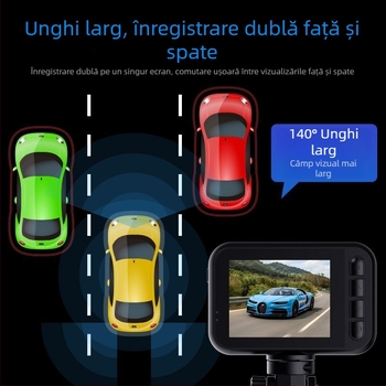 HDKing Cameră auto 2.5K cu viziune nocturnă infraroșu, lentile duale