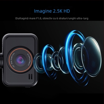 HDKing Cameră auto 2.5K cu viziune nocturnă infraroșu, lentile duale