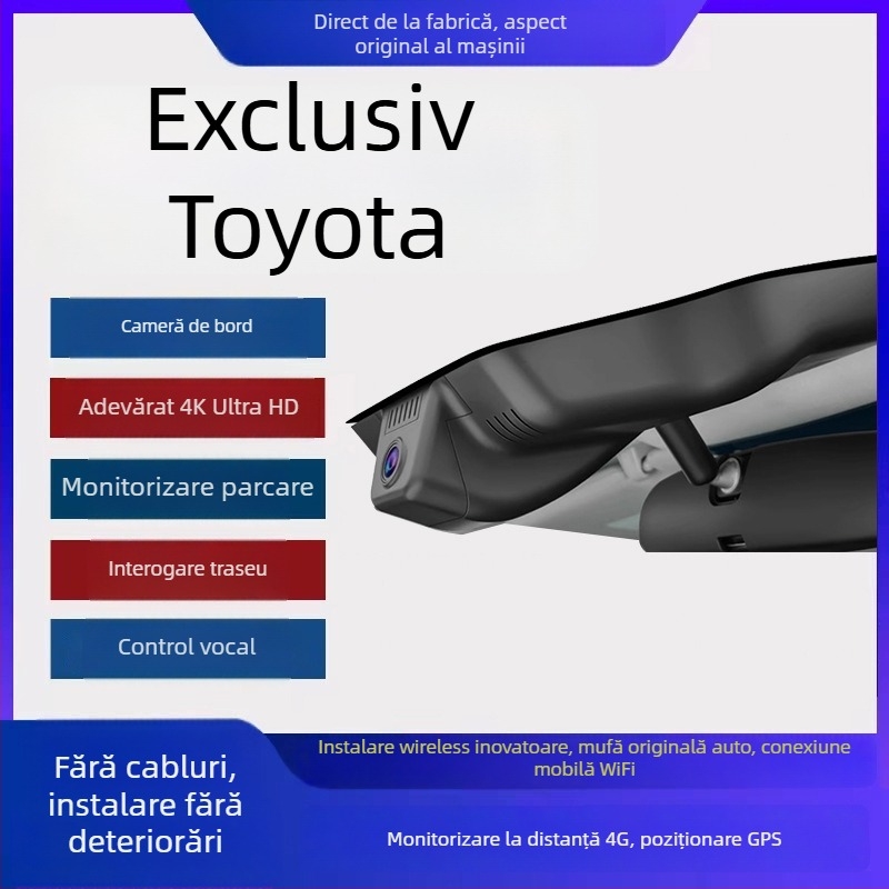 DVR auto 4G pentru Toyota Camry, Corolla, RAV4 și Highlander – 2160p, unghi de vizualizare 170°, Wi-Fi, monitorizare parcare