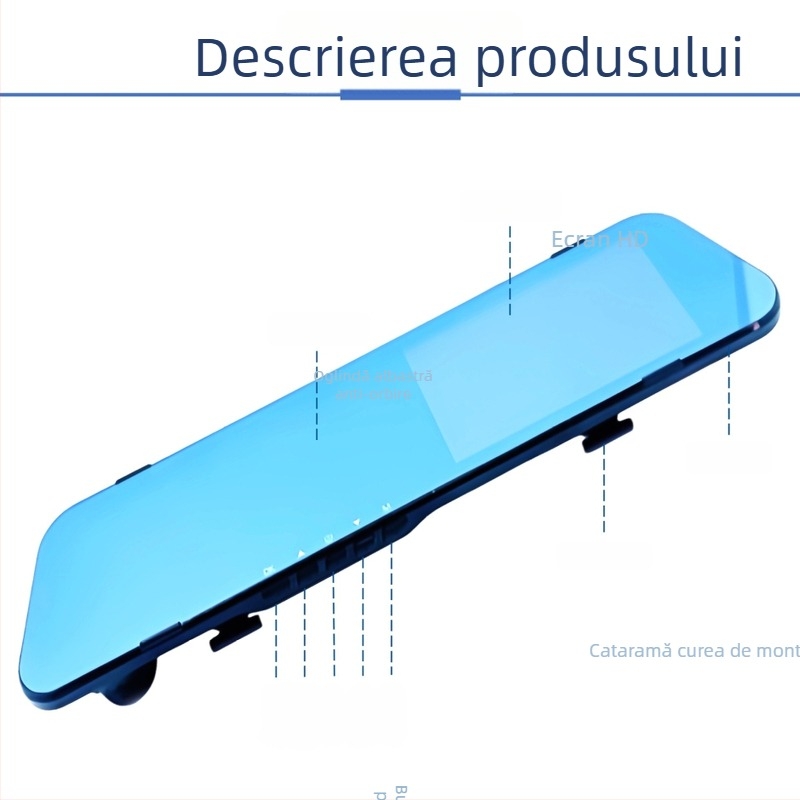 Registru pentru oglinda retrovizoare subțire, înregistrare duală față-spate, imagine de mers înapoi, 1080p, Vedere de noapte HD, ecran de 4,5 inch, Wi‑Fi