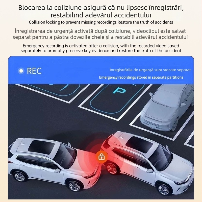 2026 Dashcam auto cu patru canale, 5K ultra clar, control vocal, Wi-Fi, vedere panoramică față-spate, modul paznic, obiectiv cu unghi larg