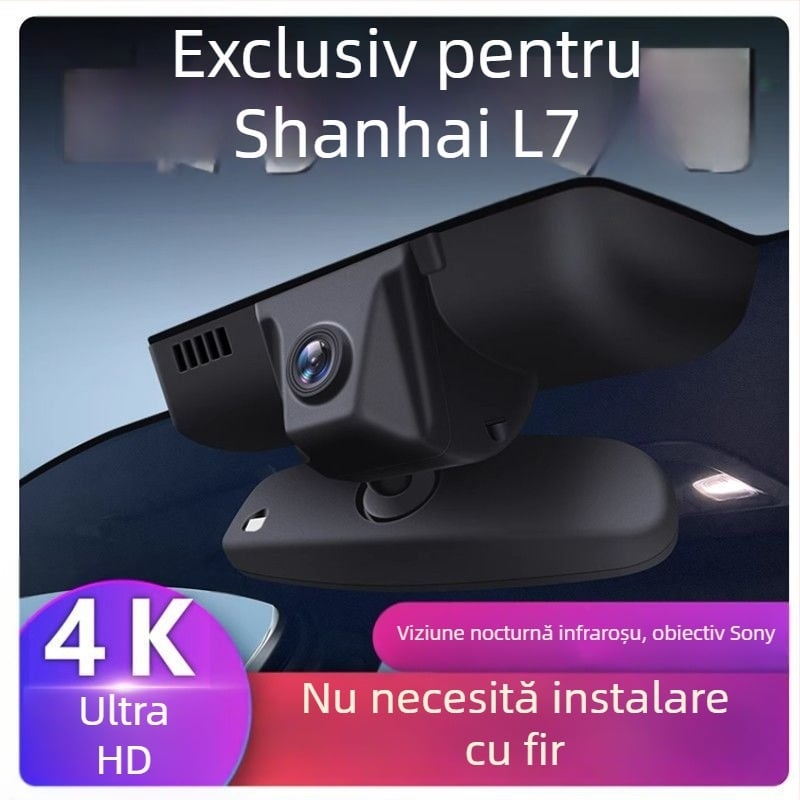 Shanhai L7 Cameră de bord cu Wi-Fi, conectare la telefon, înregistrare față-spate, 4K duală