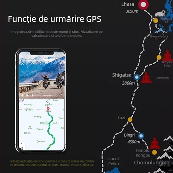 Cameră de bord pentru motocicletă, cu cameră frontală și spate duală, 1080p, unghi 120°, Wi-Fi, ecran de 3.0 inchi