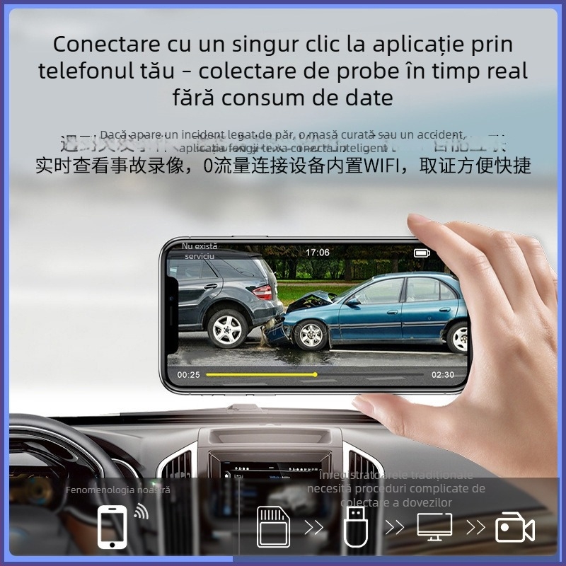 Camera de bord 4K pentru Volkswagen – unghi 170°, 2160p, WiFi, înregistrare în buclă, TF card până la 128GB