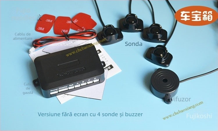 Radar de parcare pentru camioane mici, 12V — fără găuri, senzor extern cu bandă adezivă, avertizare vocală, 2 sau 4 sonde, -20°C până la 70°C