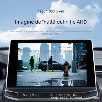 Cameră AI pentru mers înapoi cu avertizare vocală și radar – Cameră auto două în unu, 1280x720 AHD, 12V, unghi reglabil 170°, Compatibilitate universală