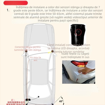 Sistem de monitorizare a unghiului mort cu asistență pentru schimbarea benzii și avertizare radar, compatibil cu oglinda retrovizoare — 2 sonde, 12V, notificare sonoră, radar de mers înapoi