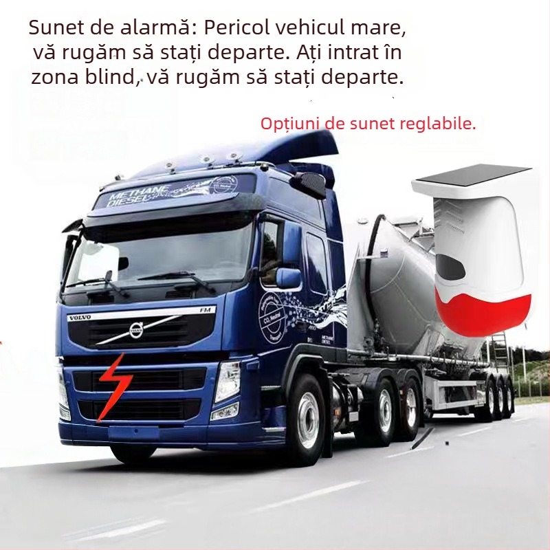 Alarmă vocală solară pentru unghiuri moarte ale excavatorului, radar de marșarier pe partea dreaptă pentru camioane și stivuitoare