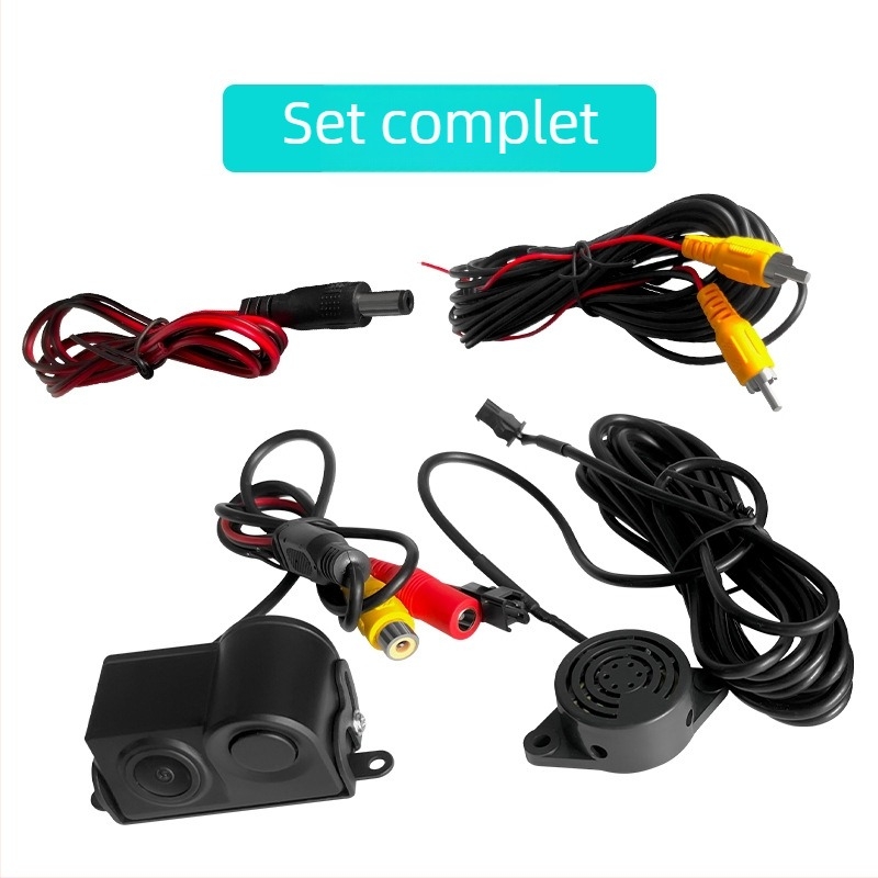 Jetpeak Cameră pentru parcare înapoi cu radar – 1080p, unghi de vizualizare 170°, alimentare 12V, ieșire AV, compatibilă cu toate modelele