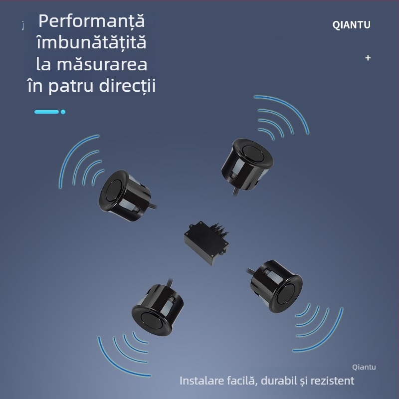 Senzor ultrasonor de măsurare a distanței, design cu patru module, detecție multi-direcțională a obstacolelor și radar de parcare pentru mașini-robot, dimensiuni 88x50x32 mm