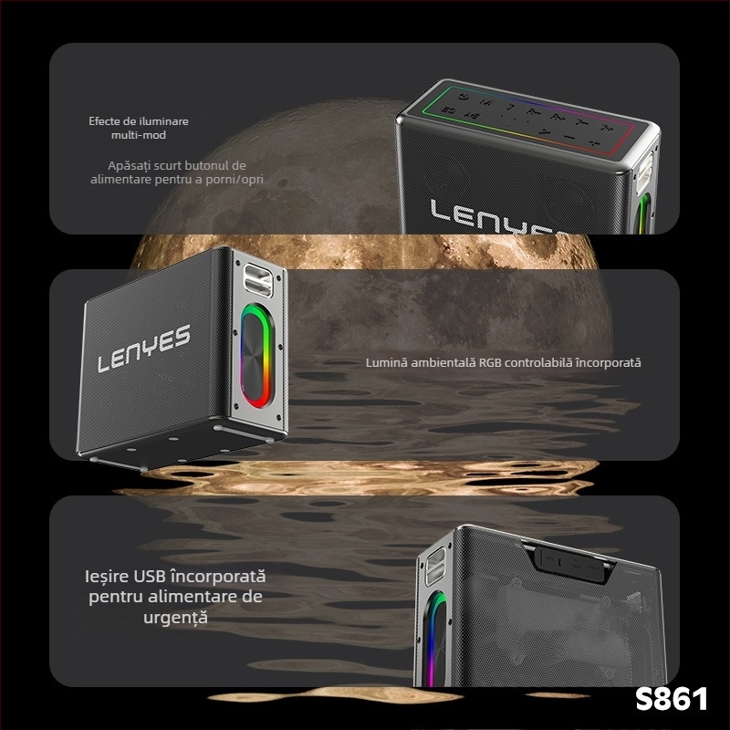 Boxă Bluetooth karaoke all-in-one, sistem cu 4 difuzoare, 150W, baterie încorporată 6000mAh, IPX6 rezistent la apă, Bluetooth 5.0