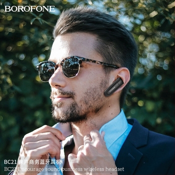 BOROFONE BC21 headset Bluetooth monaural pentru mașină, pentru convorbiri de afaceri, cu agățare pentru ureche, rază de 10 m, Bluetooth 4.1, autonomie 4–8 ore, redare muzică, latență scăzută pentru esports